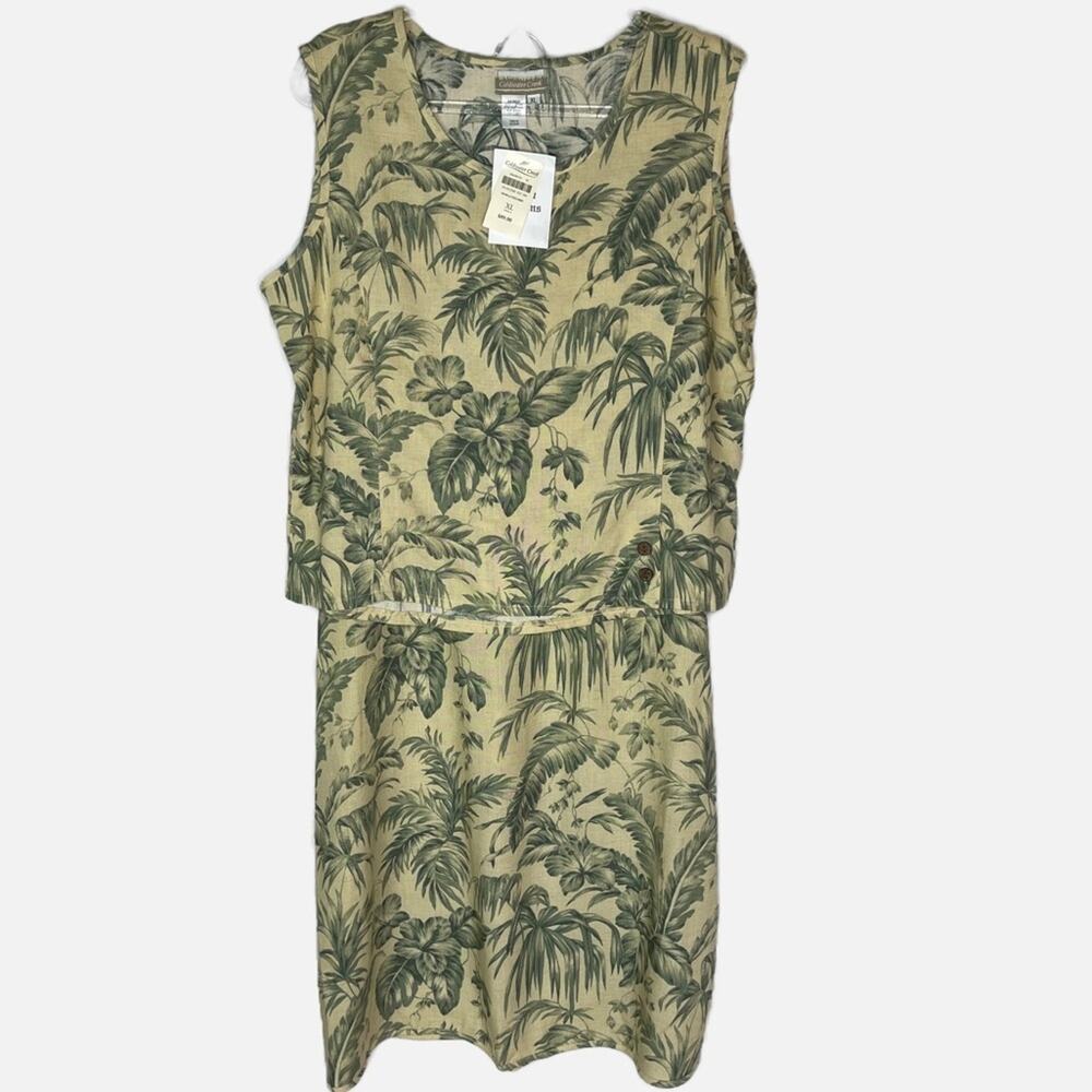 Tropical Print Sleeveless Maxi Dress - Green